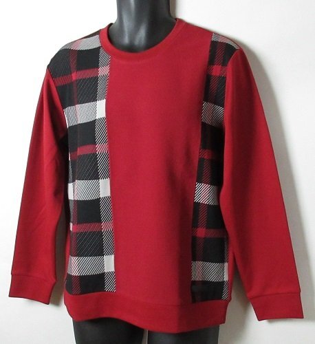 新品 ブラックレーベル・クレストブリッジ チェックニットドッキングカットソー 定価22000円/レター\600/M/51P09419/レッド拍卖
