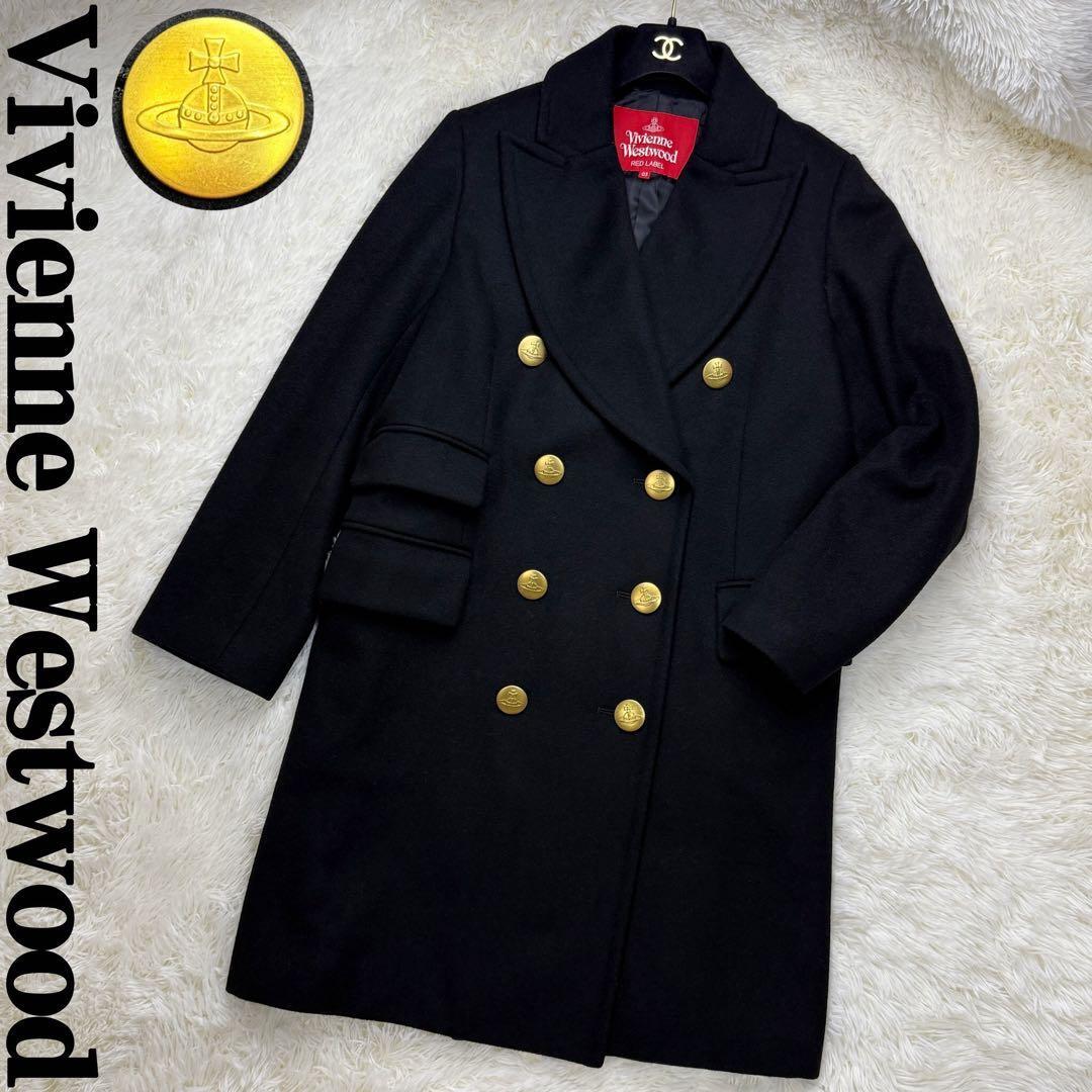 希少 3 Lサイズ Vivienne Westwood ヴィヴィアンウエストウッド オーブ 金ボタン ウール メルトンコート ブラック拍卖