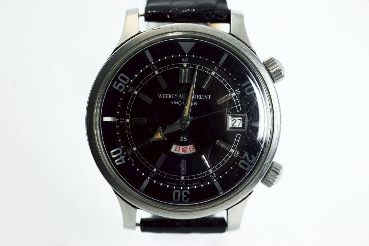 ORIENT オリエント ウィークリーオート キングダイバー T19410 自動巻き メンズ アンティーク 腕時計 ブラック文字盤 希少モデル 美品拍卖