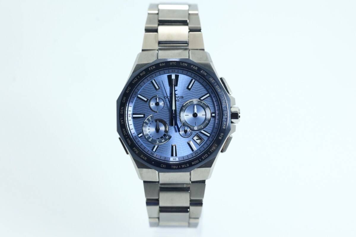 CASIO カシオ オシアナス OCW-T6000BV-2AJR 電波ソーラー チタン ブルー文字盤 メンズ 腕時計 箱・保証書付き 美品拍卖