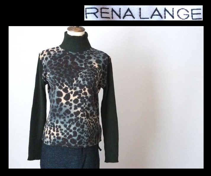 【047-309】RENALANGEレナランゲ★アニマル柄ハイネックニットソー/Mサイズ拍卖
