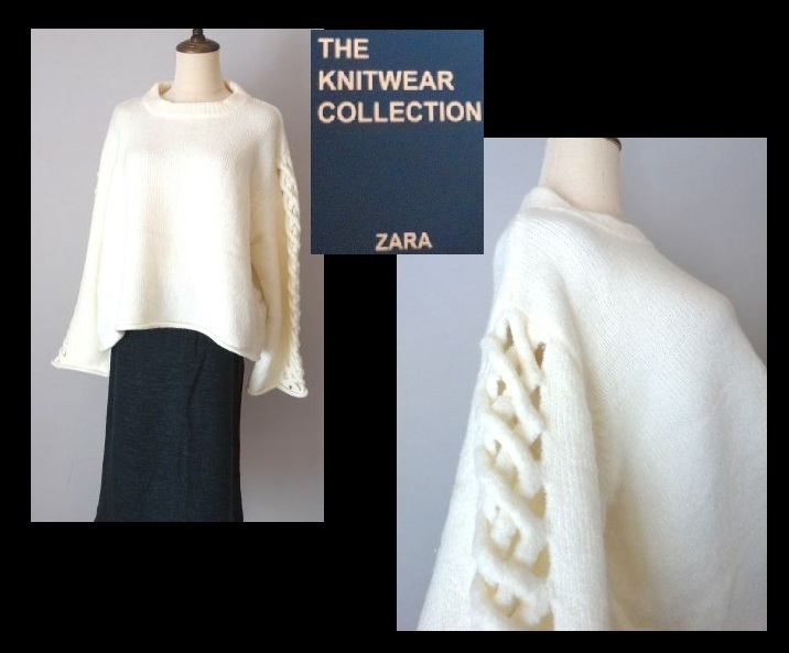 【044-160】ZARA KNITザラニット★新品オフホワイト袖デザインセーター/Mサイズ拍卖