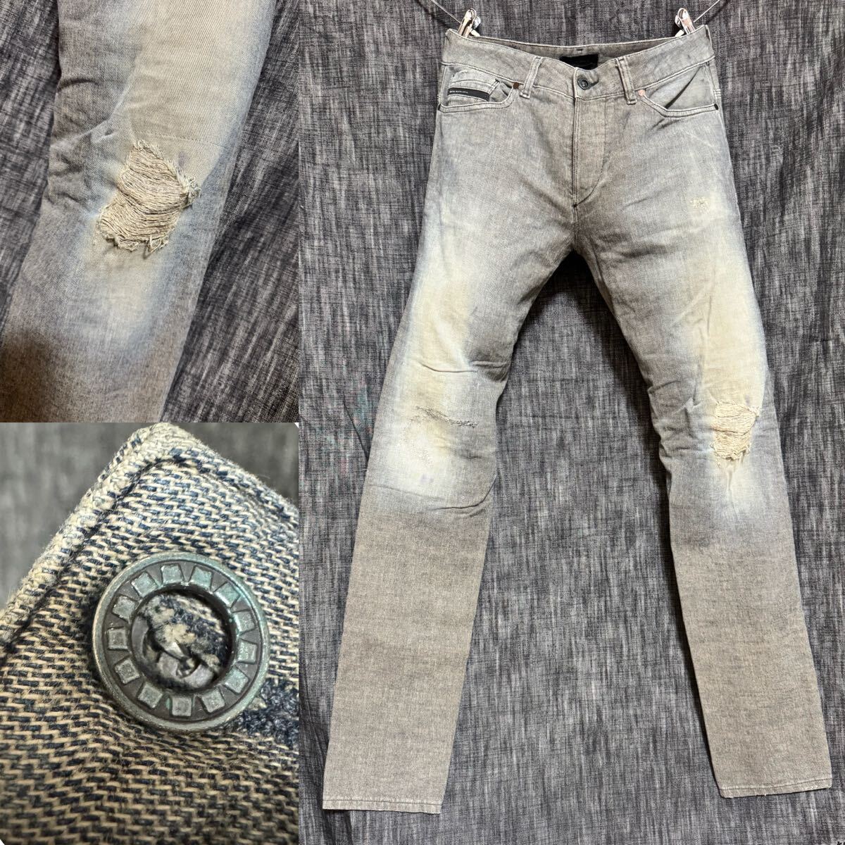 定価34600円 DIESEL ハイエンドライン ダメージ加工デニム ブラック拍卖