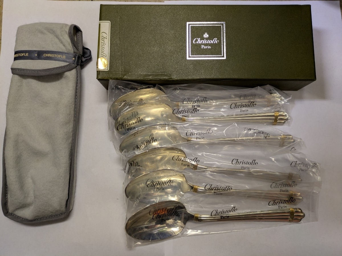【未使用品】☆クリストフル☆スプーン☆カトラリー☆Christofle☆銀メッキ☆アリアゴールドリング☆札幌☆北海道☆拍卖