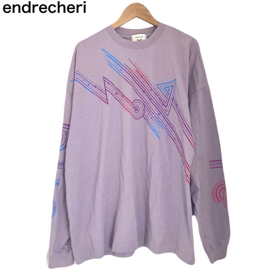 エンドリケリー 堂本剛 コラボ ロンT Tシャツ 長袖 パープル プリント 綿拍卖