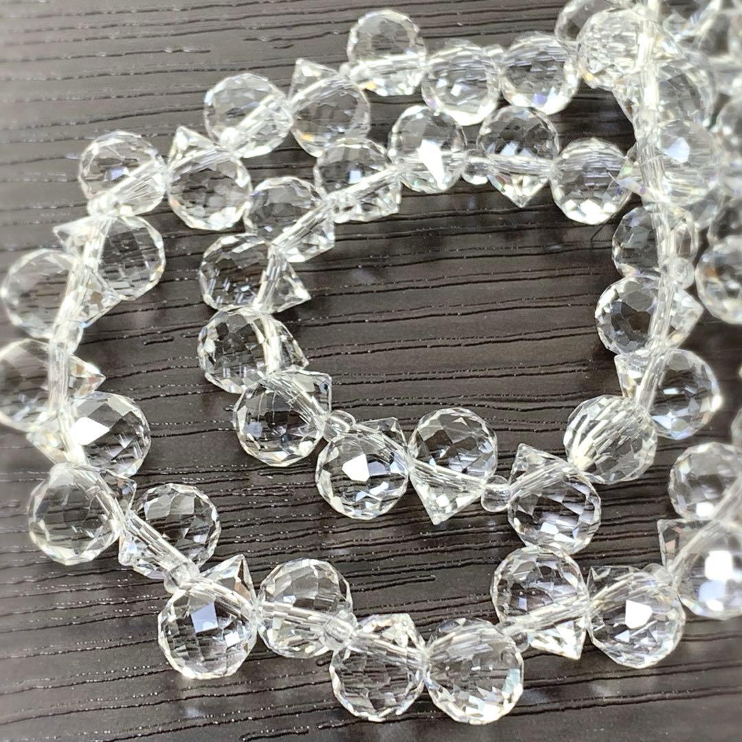 bi836/new!ガラスビーズ◇多面カットクリア ドロップ形 1連拍卖