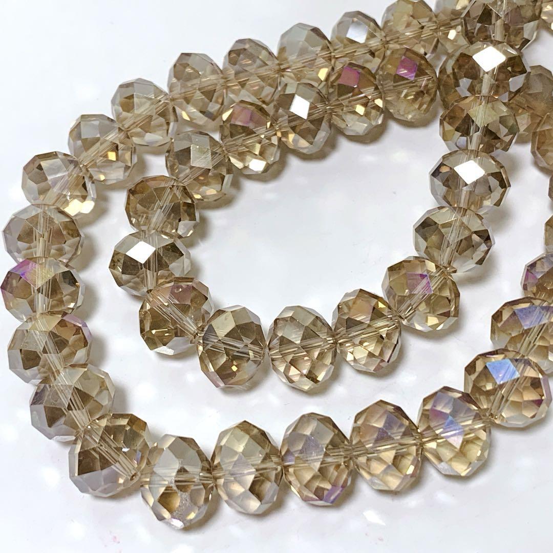 bi893/new!ガラスビーズ◇多面カット スモーキーブラウンロンデル形 1連拍卖