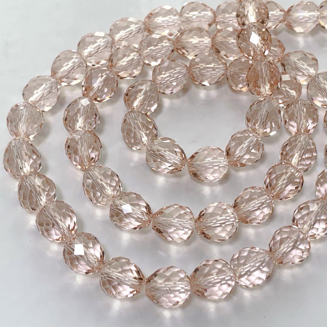 bk049/new!ガラスビーズ◇ほんのりドロップ形 クリアピンク 1連拍卖