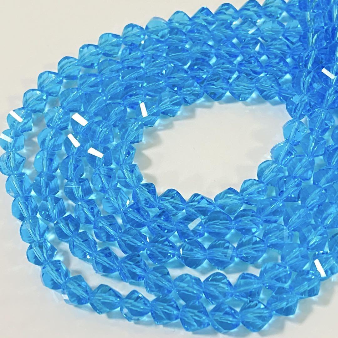hu177/new!ガラスビーズ◇多面カット クリアライトブルー5連拍卖