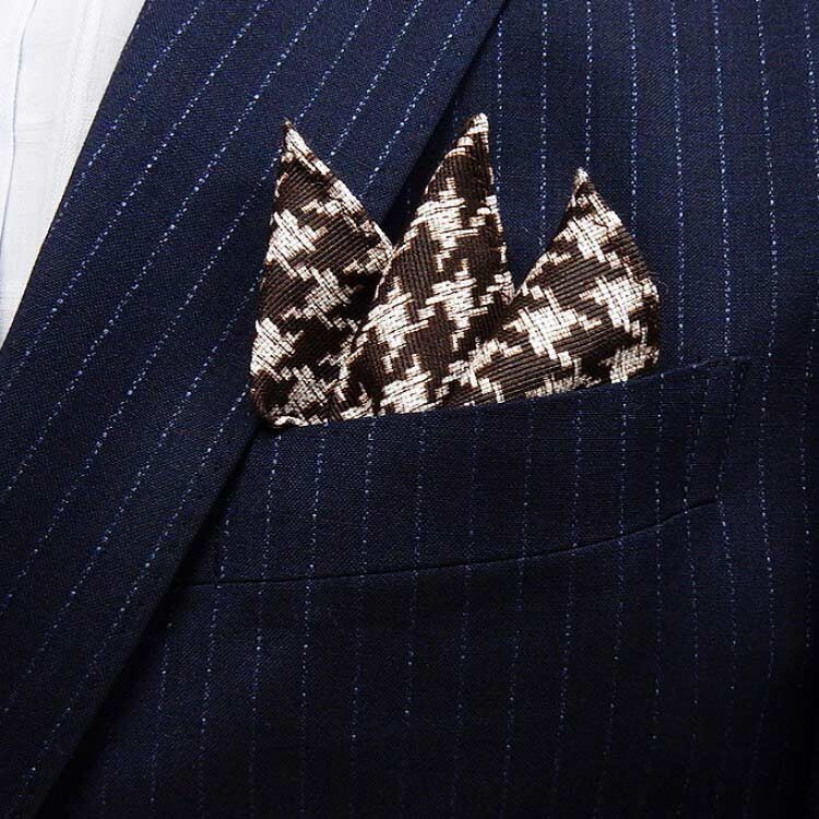 訳あり イタリー生地使用 ポケットチーフ メンズ 結婚式 千鳥格子 茶×白 ブラウン PCI2-BR メール便送料無料拍卖