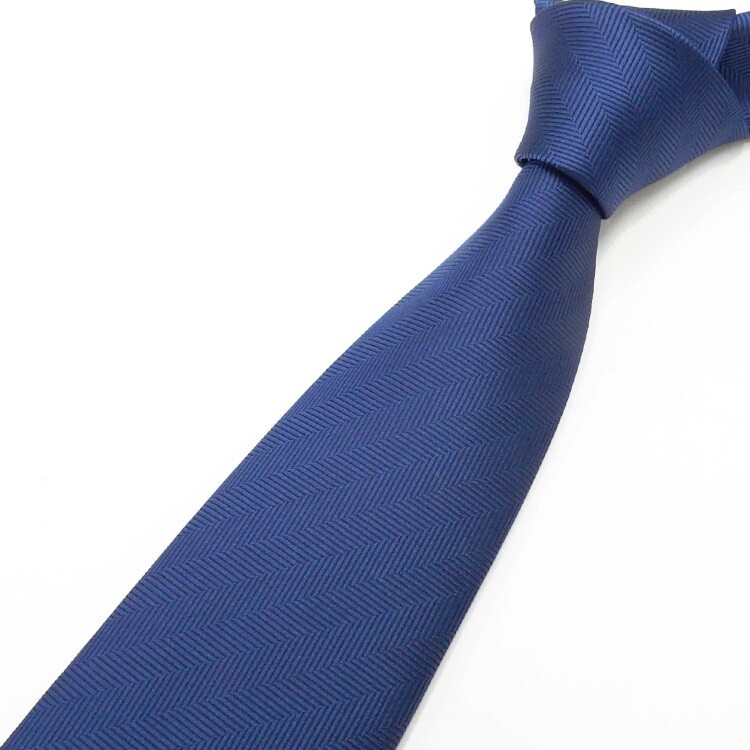 日本製 ネクタイ 甲州織 中紺/ヘリンボーン テトロン糸使用 洗濯機OK メール便OK BUN-Q02拍卖