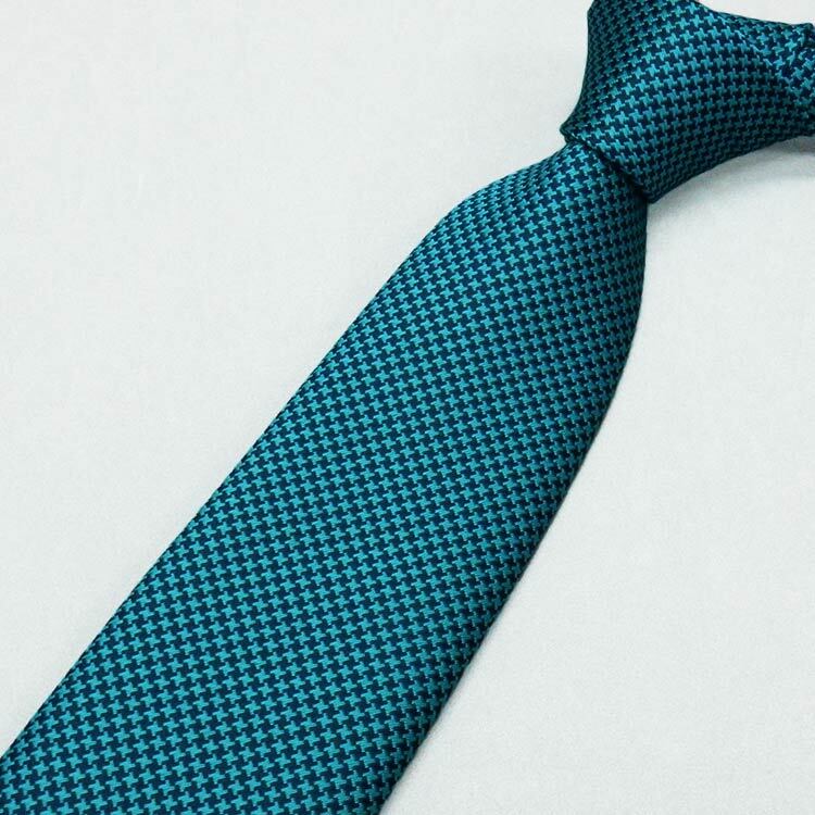 日本製 ネクタイ 甲州織 青緑&濃紺/千鳥格子 テトロン糸使用 洗濯機OK メール便OK BUN-C14拍卖
