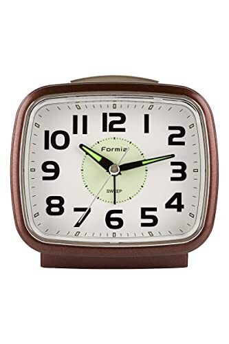 保土ヶ谷電子販売 目覚まし時計 静音 連続秒針 ライト付き 蓄光文字盤 アナログ ブラウン拍卖