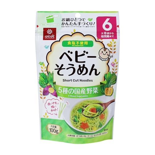 はくばく ベビーそうめん 5種の国産野菜 緑 100g×10袋【頃から】拍卖