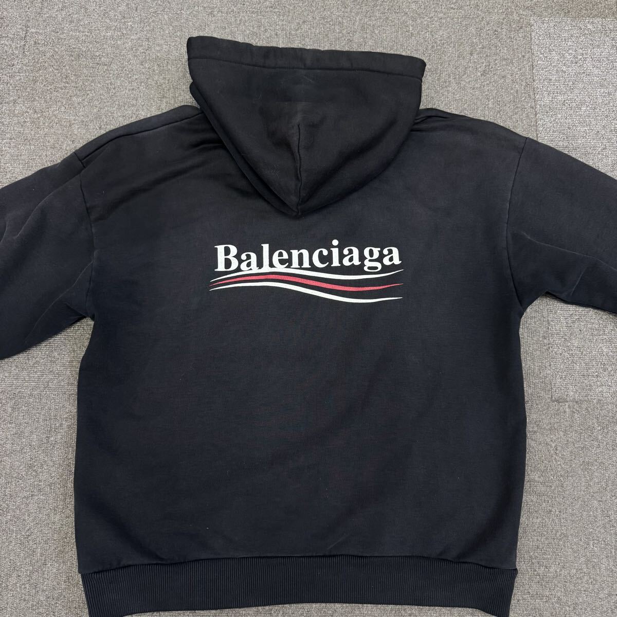 2『名作・デムナ期』 BALENCIAGA バレンシアガ メンズ キャンペーンロゴ ビッグロゴ プルオーバー パーカー スウェット ブラック M拍卖