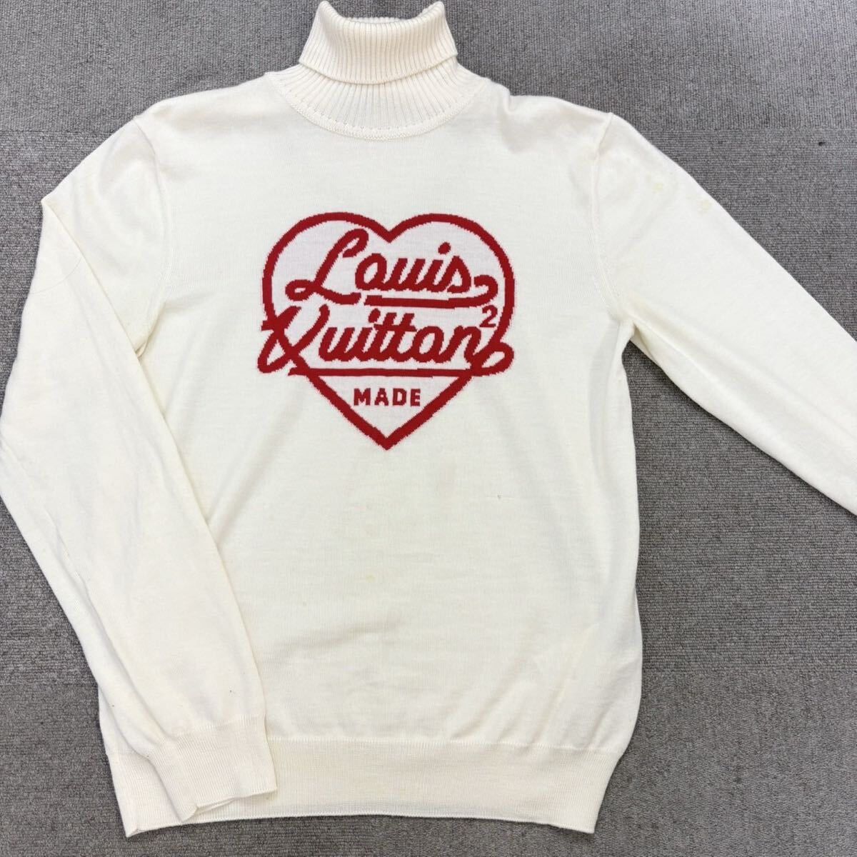 275『現行タグ・名作コラボ』 LOUIS VUITTON ヴィトン メンズ ウール ニット セーター タートルネック NIGO ヒューマンメイド ホワイト M拍卖