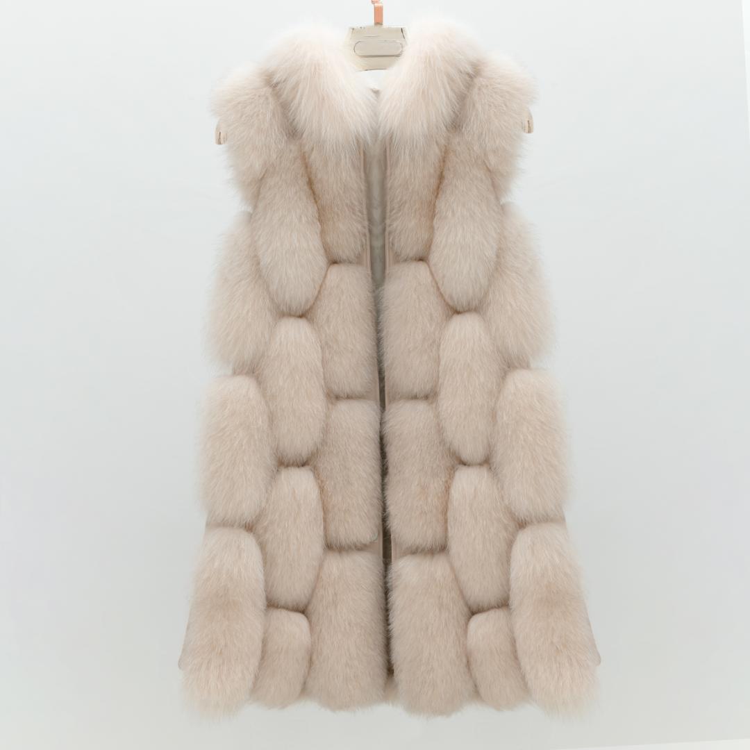 新品◆限定★帽子付★最高級↑フォックスファー& 羊革ベスト 毛皮 リアルファー拍卖