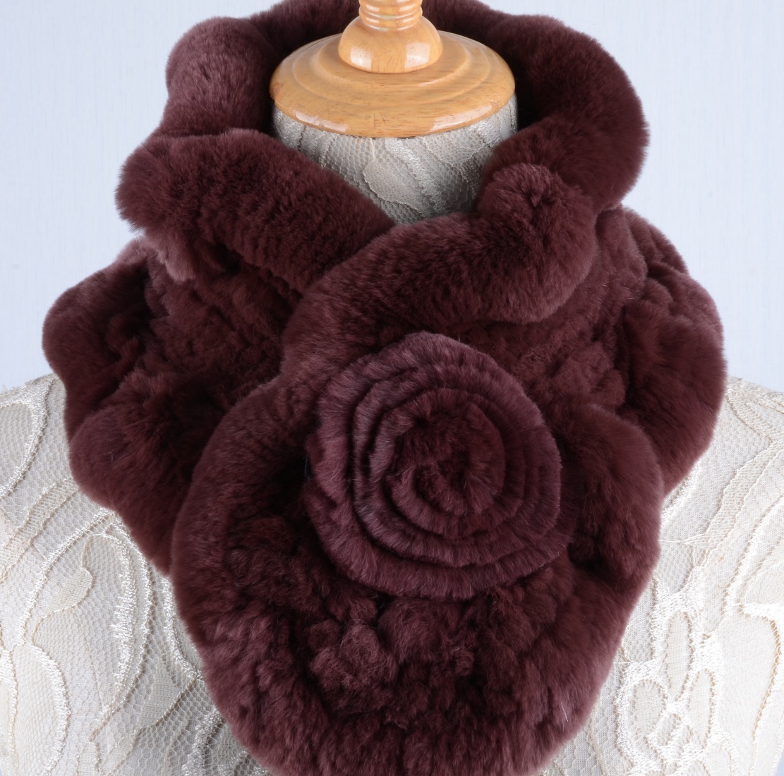 新品お花デザイン★上品なレッキスの編込み マフラー/毛皮 リアルファー拍卖