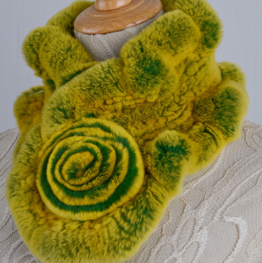 新品◆お花デザイン★上品なレッキスの編込み マフラー★/毛皮 リアルファー拍卖