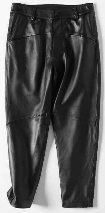 レディース高級 本革↑超ソフトなラムレザーパンツ黒☆ラムレザーパンツ拍卖