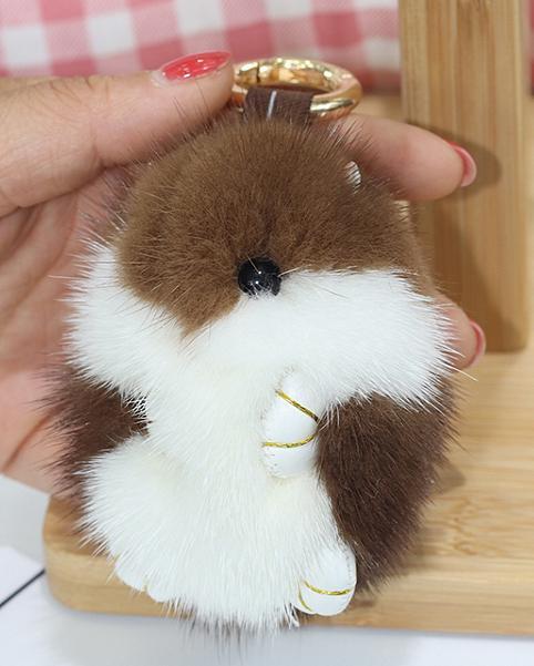 新品限定 ハムスター★最高級ミンクファーバッグチャーム/キーホルダー毛皮ファー拍卖