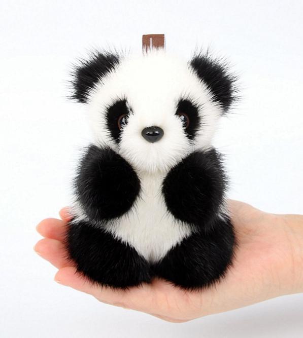 新品限定/入手困難 パンダ★最高級ミンクファーチャーム/キーホルダー毛皮ファー拍卖