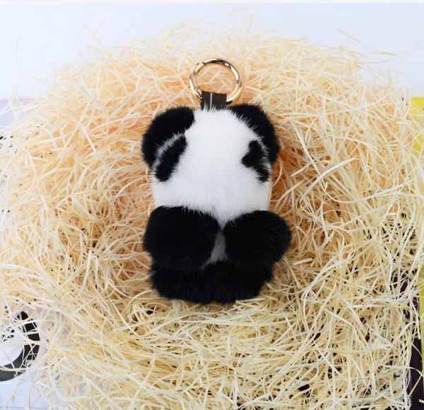 新品限定 パンダちゃん★最高級ミンクファーチャームキーホルダー 毛皮ファー ★★拍卖