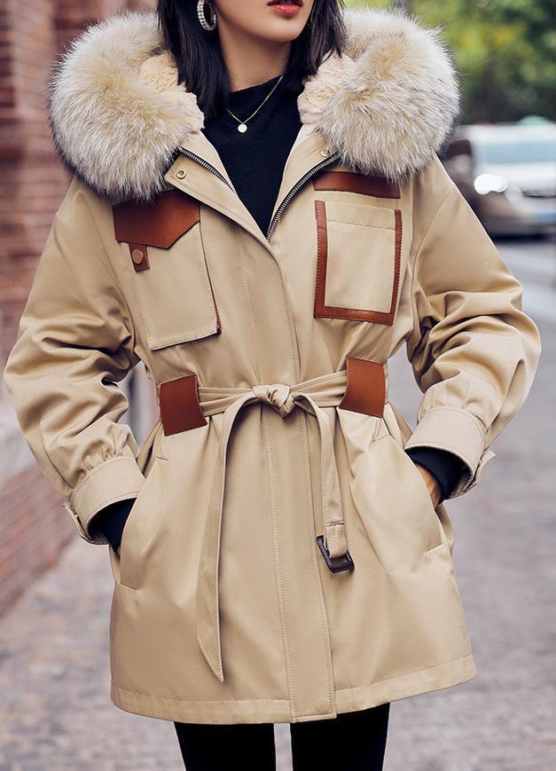 新品 ラビットファーライナーモッズコートフード付きラクーントリミング毛皮ファー拍卖