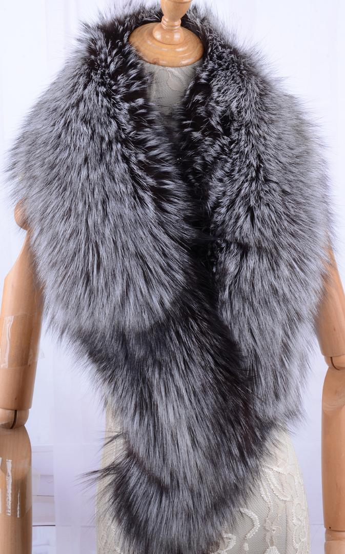 新品シルバーフォックスファーショール(原色)染色無し 大判 成人式/毛皮 ファー拍卖