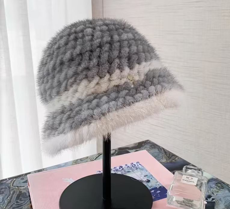 新品限定◆【毛皮の宝石 】上質ミンク編込みハット/毛皮 リアルファー拍卖