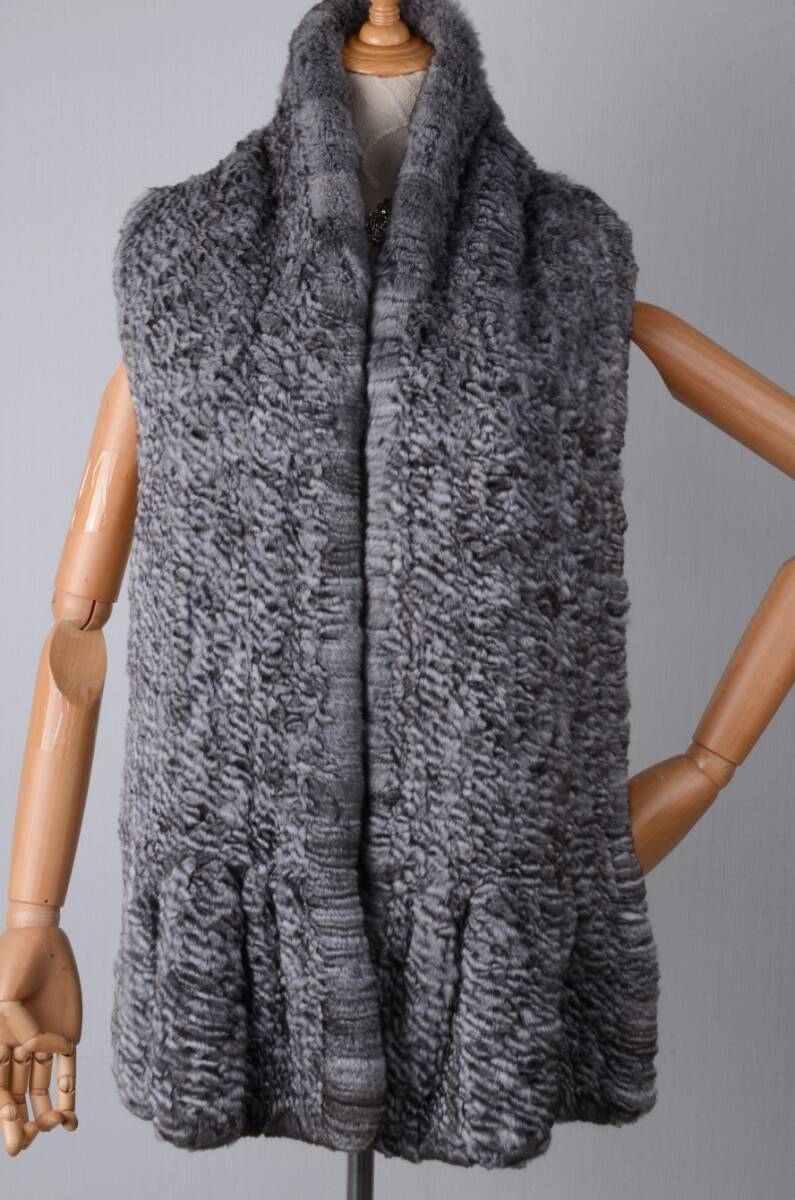 新品◆限定◆柔らかな毛皮のチンチラ編み込みロングマフラー大判 毛皮リアルファー拍卖