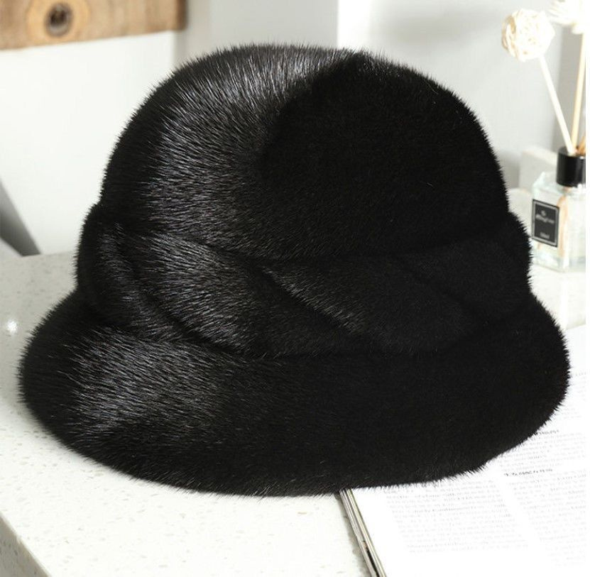 新品 限定★上品なミンクファーのハット黒/帽子 レデイース 毛皮リアルファー拍卖