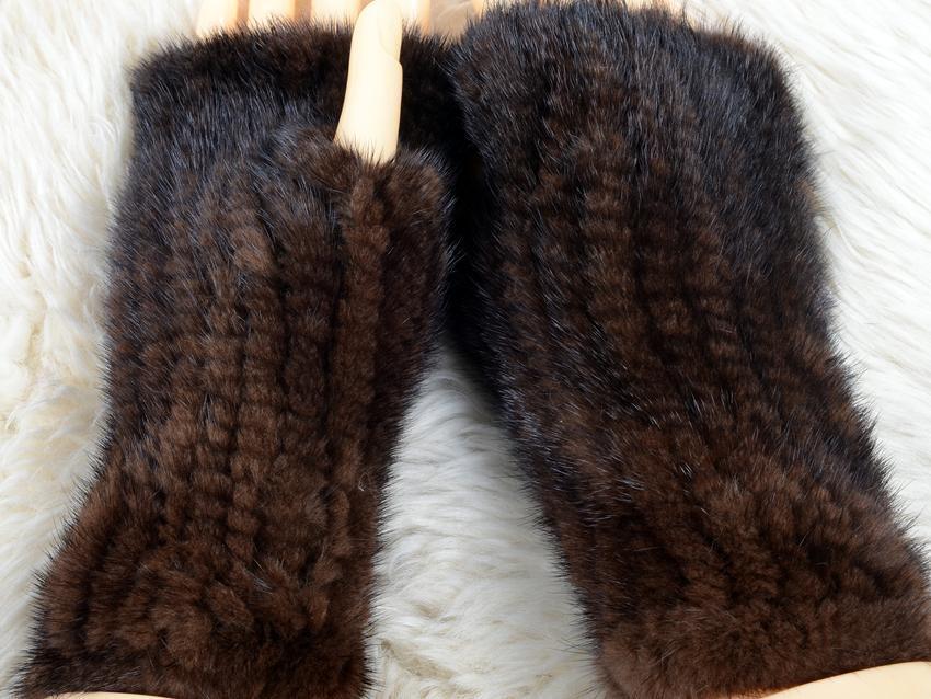 【毛皮の宝石 】◆上質ミンク編込み アームウォーマー茶/毛皮 リアルファー拍卖