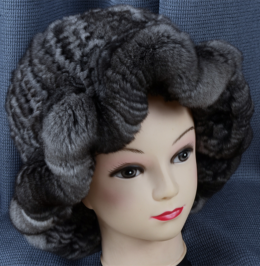新品◆限定 柔らかな毛皮のチンチラ編み込みフリルハット レデイース用/毛皮ファー拍卖