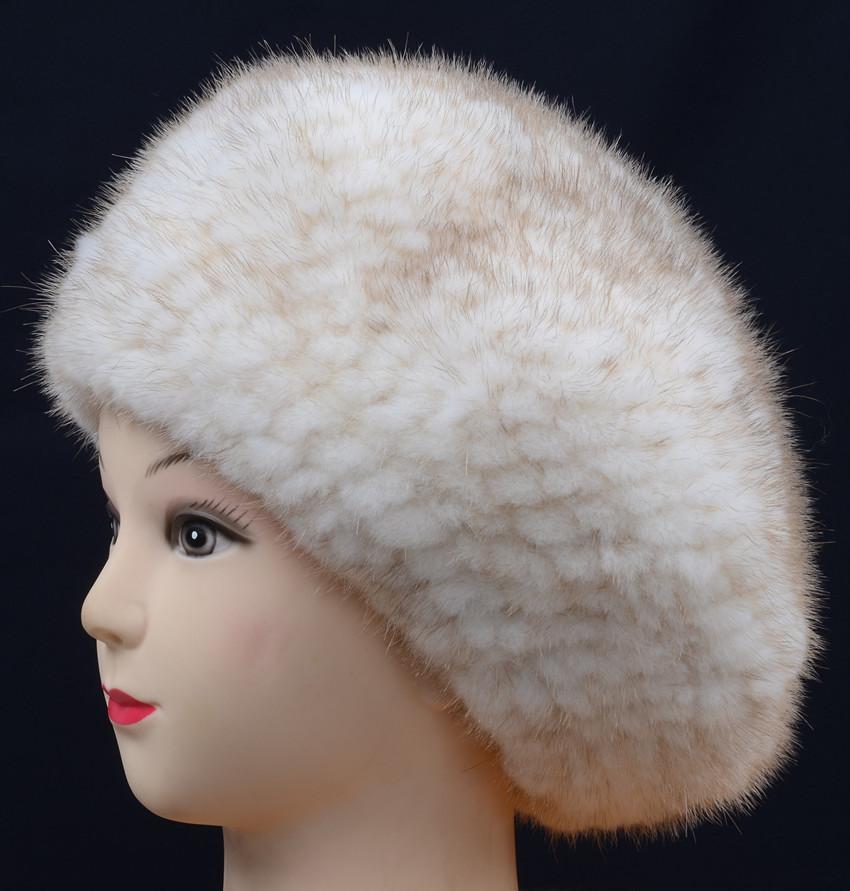 新品 限定★上品なミンクの編込みベレー帽 /レデイース毛皮ファー拍卖