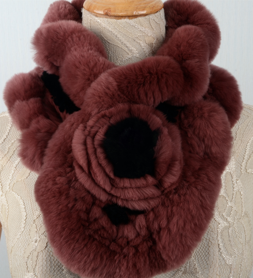 新品◆お花デザイン★上品なレッキスの編込み マフラー/毛皮 リアルファー拍卖