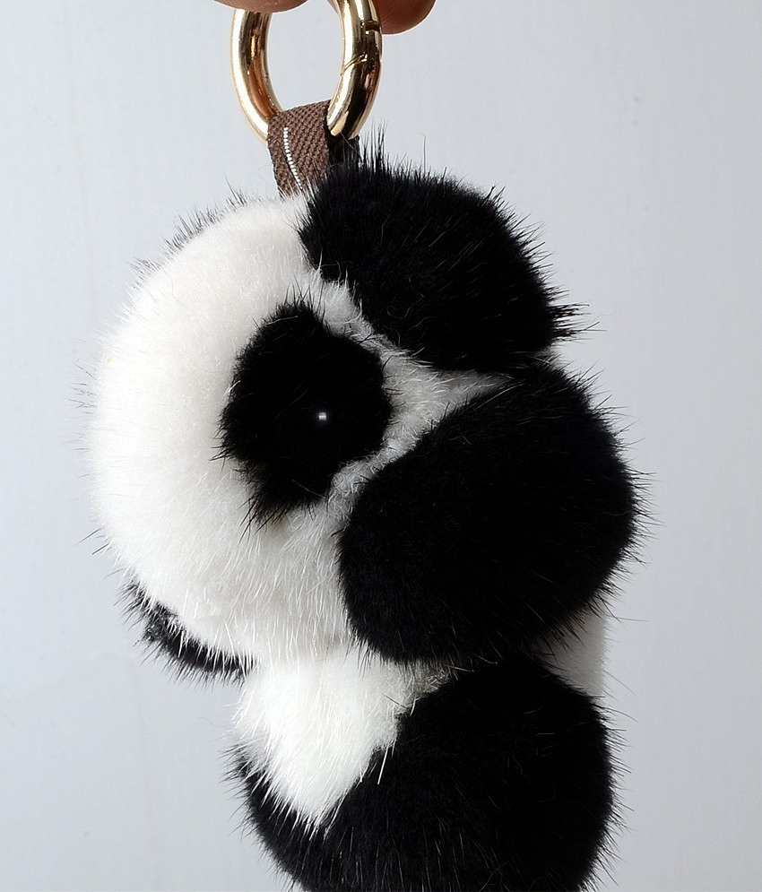 新品限定 パンダちゃん★最高級ミンクファーチャーム /キーホルダー 毛皮 ファー拍卖