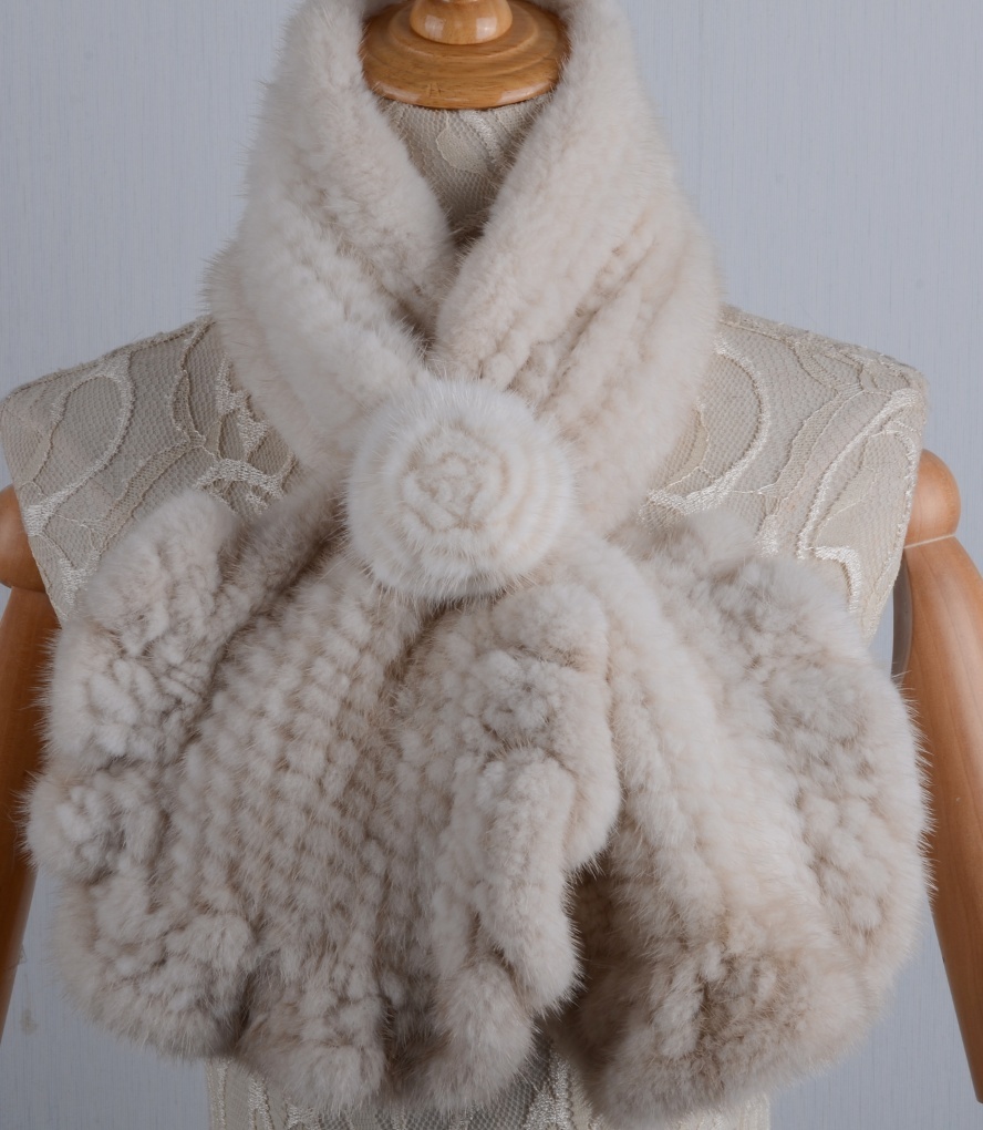 ★新品お花デザイン★上質なミンク編み込みマフラー毛皮 リアルファー拍卖