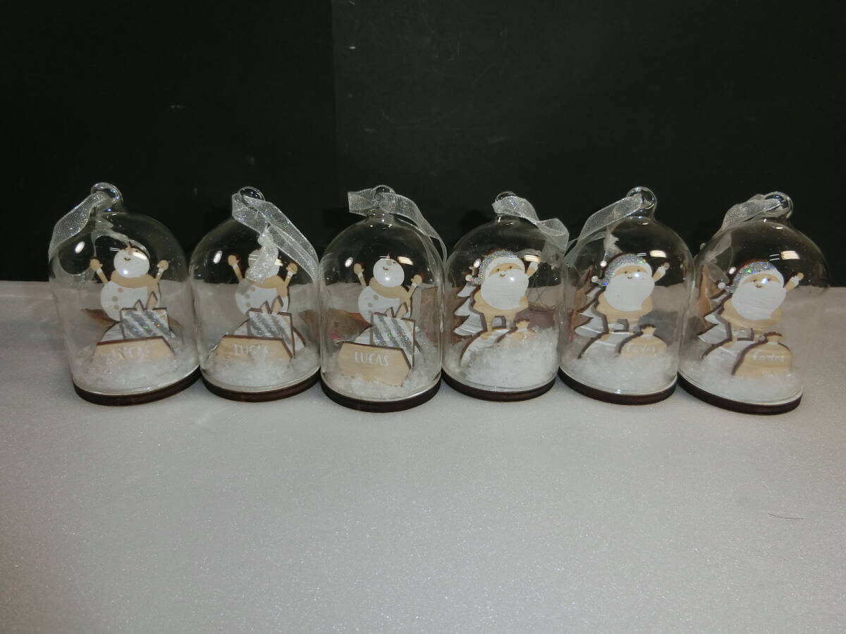 未使用 クリスマスツリー ガラスドーム オーナメント 飾り サンタ トナカイ ディスプレイ クリスマスモチーフ 置物 6セット拍卖