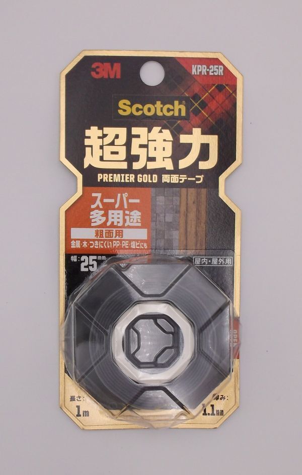 》3M スコッチ スーパー多用途 粗面用 超強力 両面テープ KPR-25R 幅 25mm 長さ 1m 厚み1.1mm 未開封拍卖