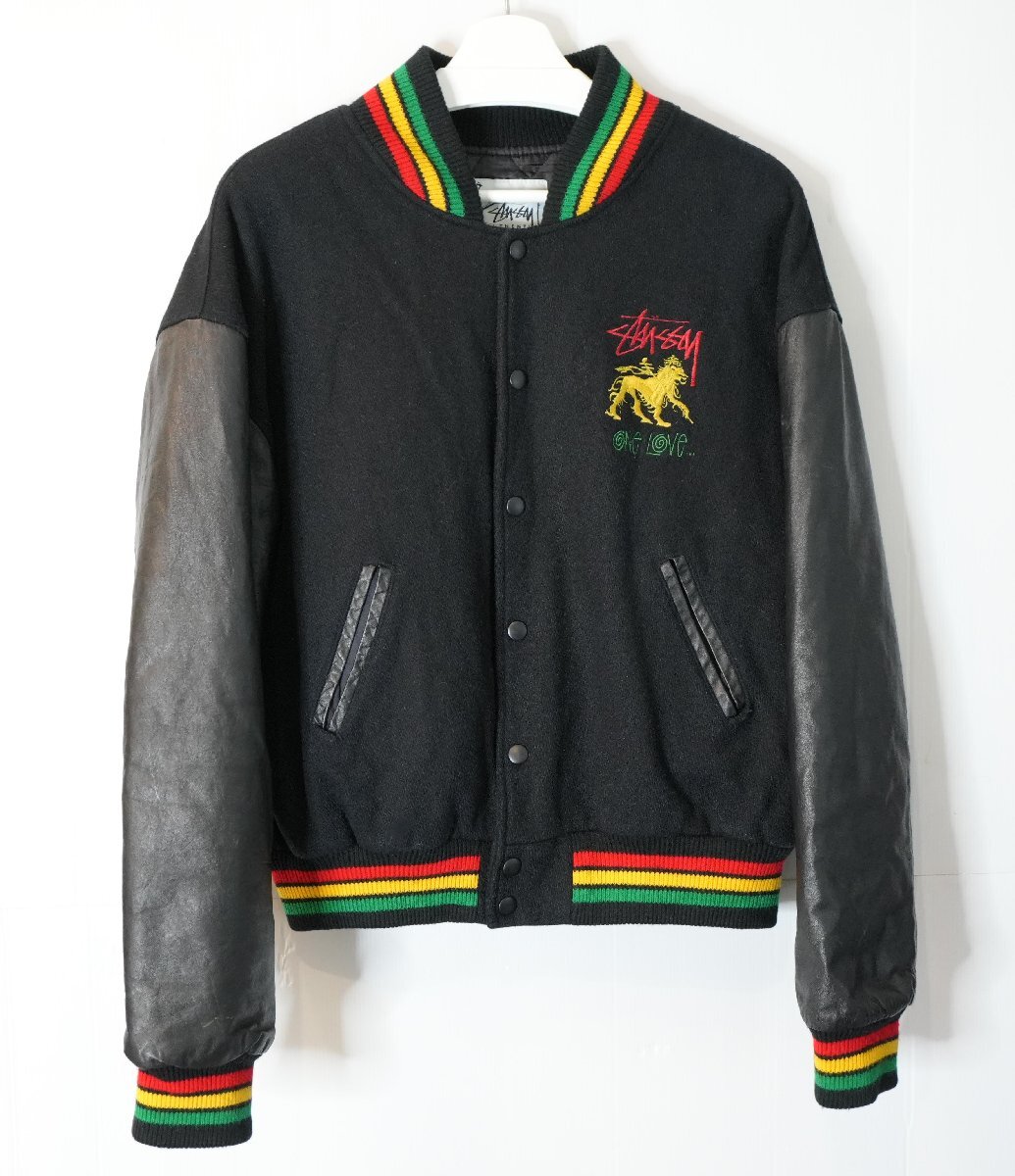 1円スタート!【スペシャル】 80s USA製 ビンテージ オールドステューシー STUSSY スタジャン ラスタ レザー サイズ M拍卖