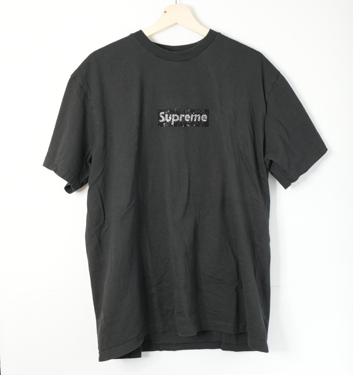 1円~ 【中古】 シュプリーム SUPREME × SWAROVSKI 19SS BOX LOGO TEE BLACK スワロフスキー ボックス ロゴ Tシャツ サイズXL拍卖