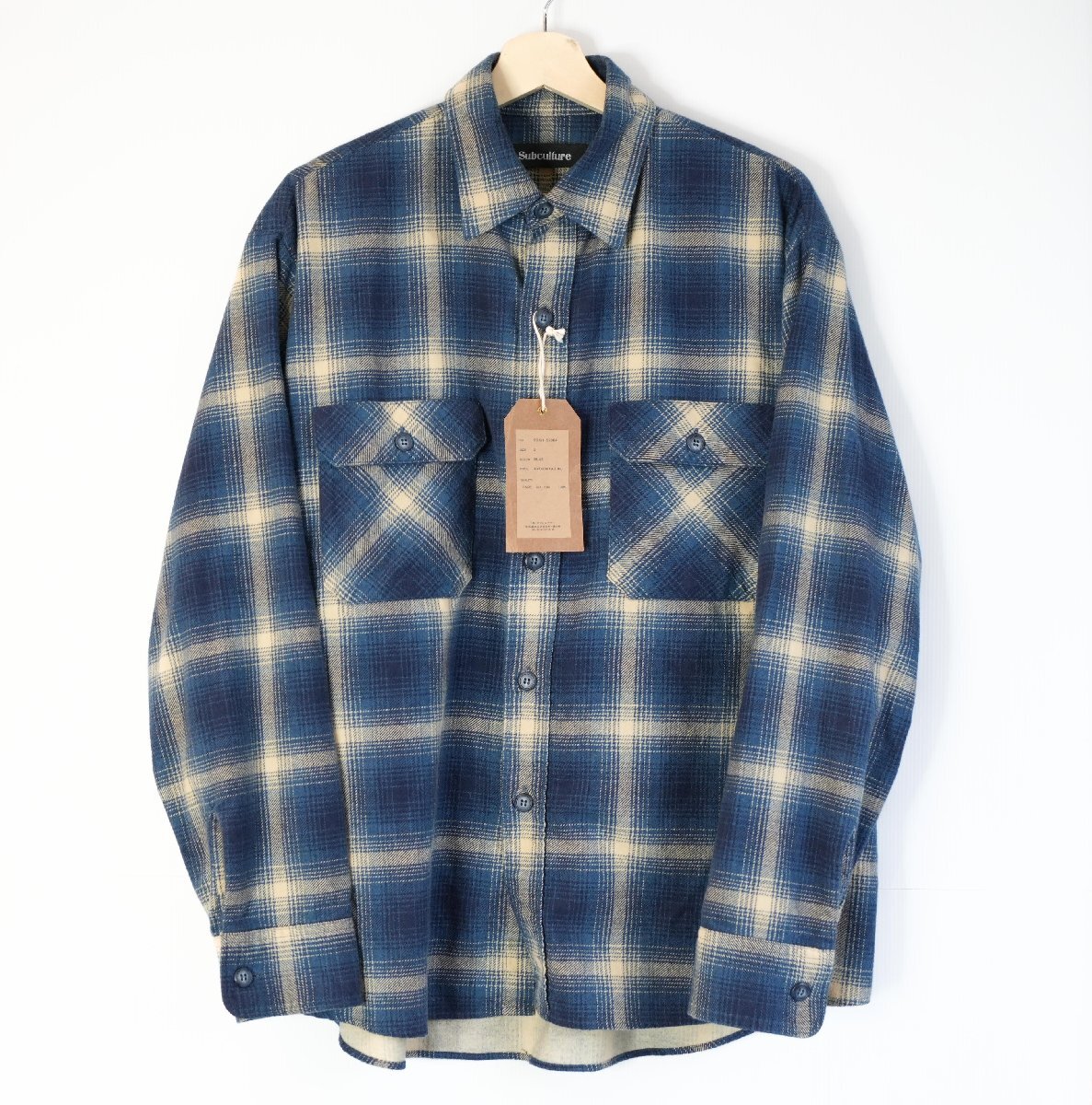 1円スタート!【美品】Subculcure(サブカルチャーSC) SCSH-S2304 OMBRE CHECK SHIRT / BLUE サイズ2 定価33,000円拍卖