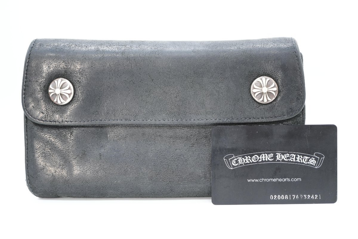 1円スタート!【正規品】CHROME HEARTS(クロムハーツ) ウェーブウォレット クロスボールボタン ダガージップ 長財布拍卖