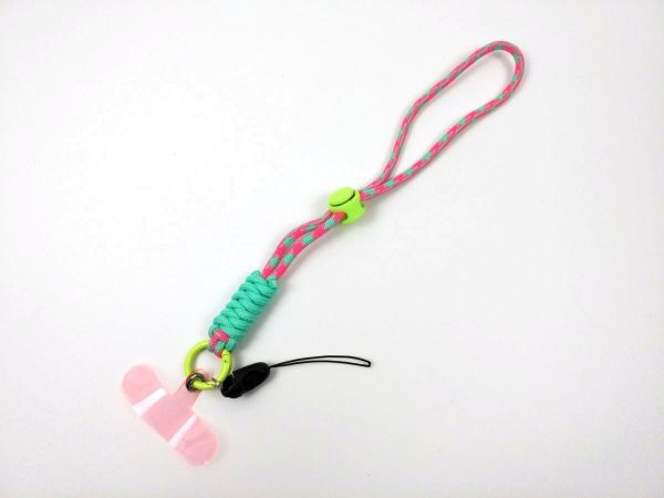 スマホ ストラップホルダー ショートタイプ カラフル ピンクXグリーン拍卖