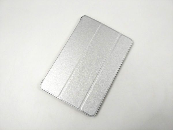 iPad mini1/2/3用 カバー PUレザー+ハードケース 三折 スタンド 薄型 シルバー拍卖