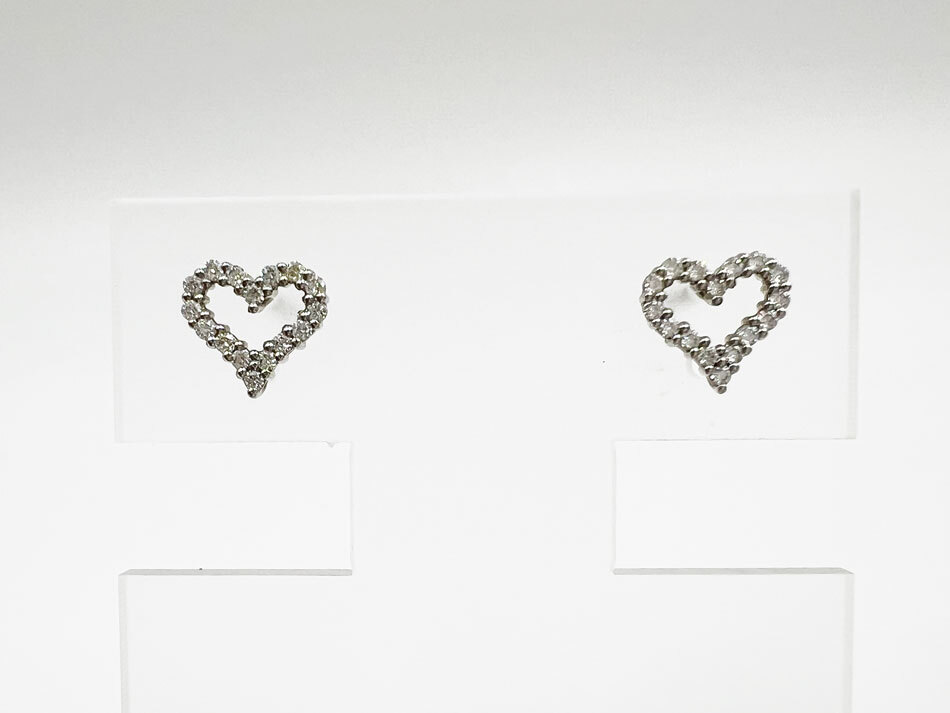 TIFFANY&CO. Tiffany ティファニー ハート ピアス Pt950 ダイヤモンド 美品拍卖