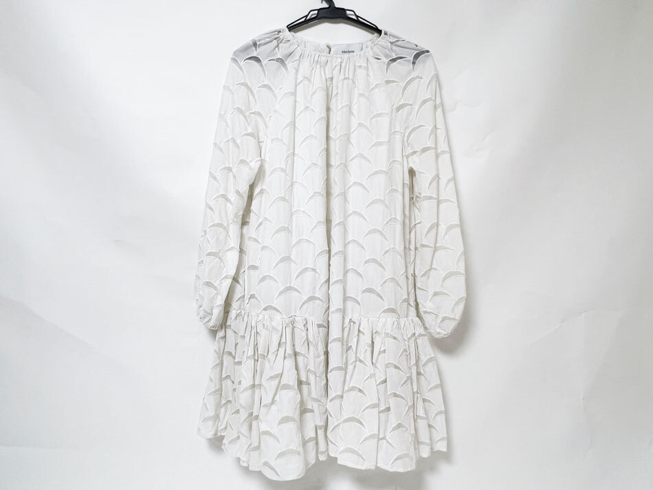 Merlette マーレット SOLIMAN ソリマン 三日月刺繍 ワンピース ホワイト コットン シルク XXS拍卖