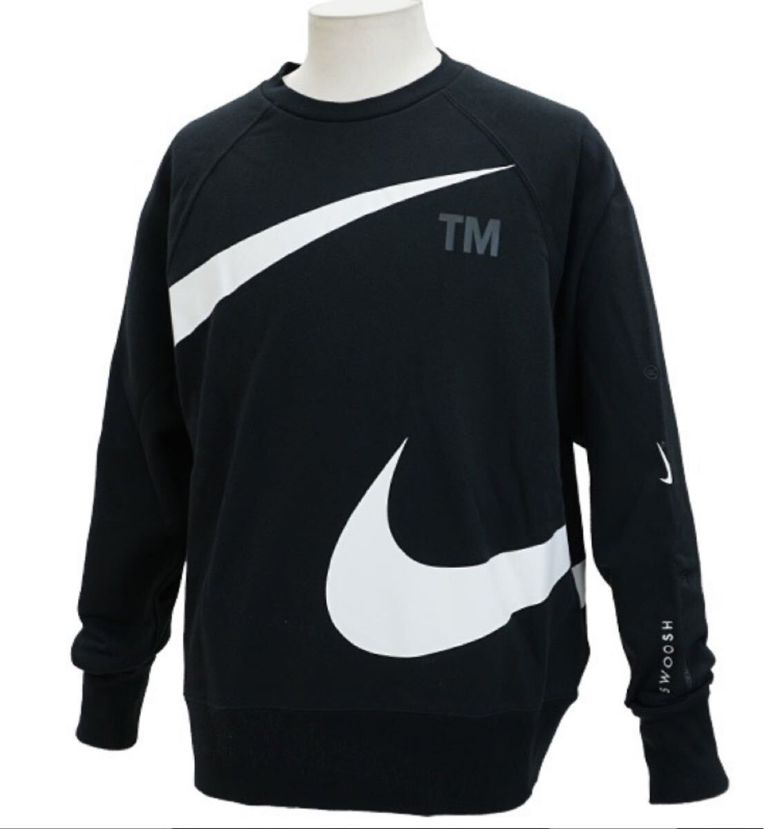 ナイキ NIKE スポーツウェア スウッシュ フレンチ テリー クルー DD6097-010 サッカー フットサル カジュアル スウェットサイズS拍卖