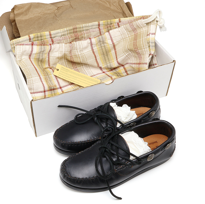 未使用 ユケテン モカシンシューズ CANOE MOC SILVER CONCHO レザー ブラック 8.5E 26.5cm メンズ YUKETEN拍卖